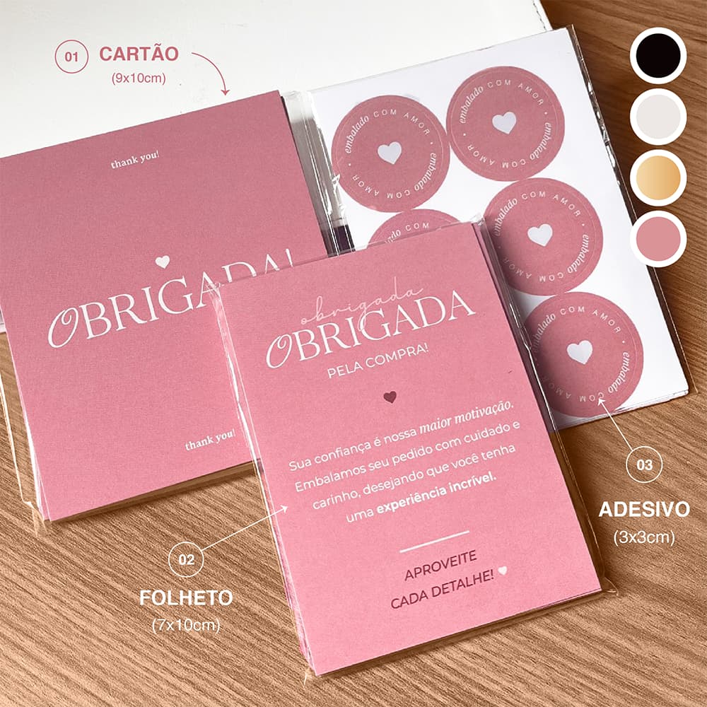 KIT Empreendedor Cartão de Agradecimento Folheto e Adesivo para Loja - Unboxing - 3 ITENS