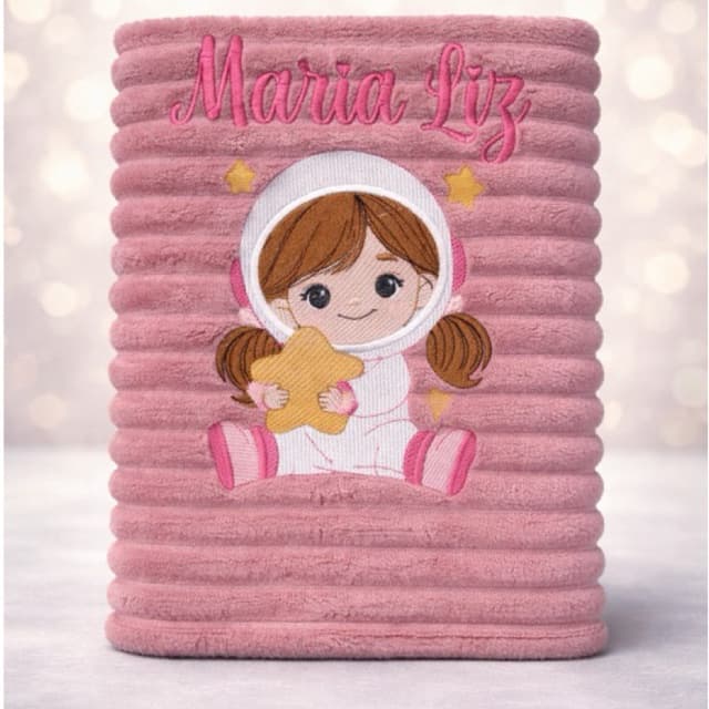 Mantinha 0,90x1,10m Meia Estação com Bordado Personalizada manta leve.