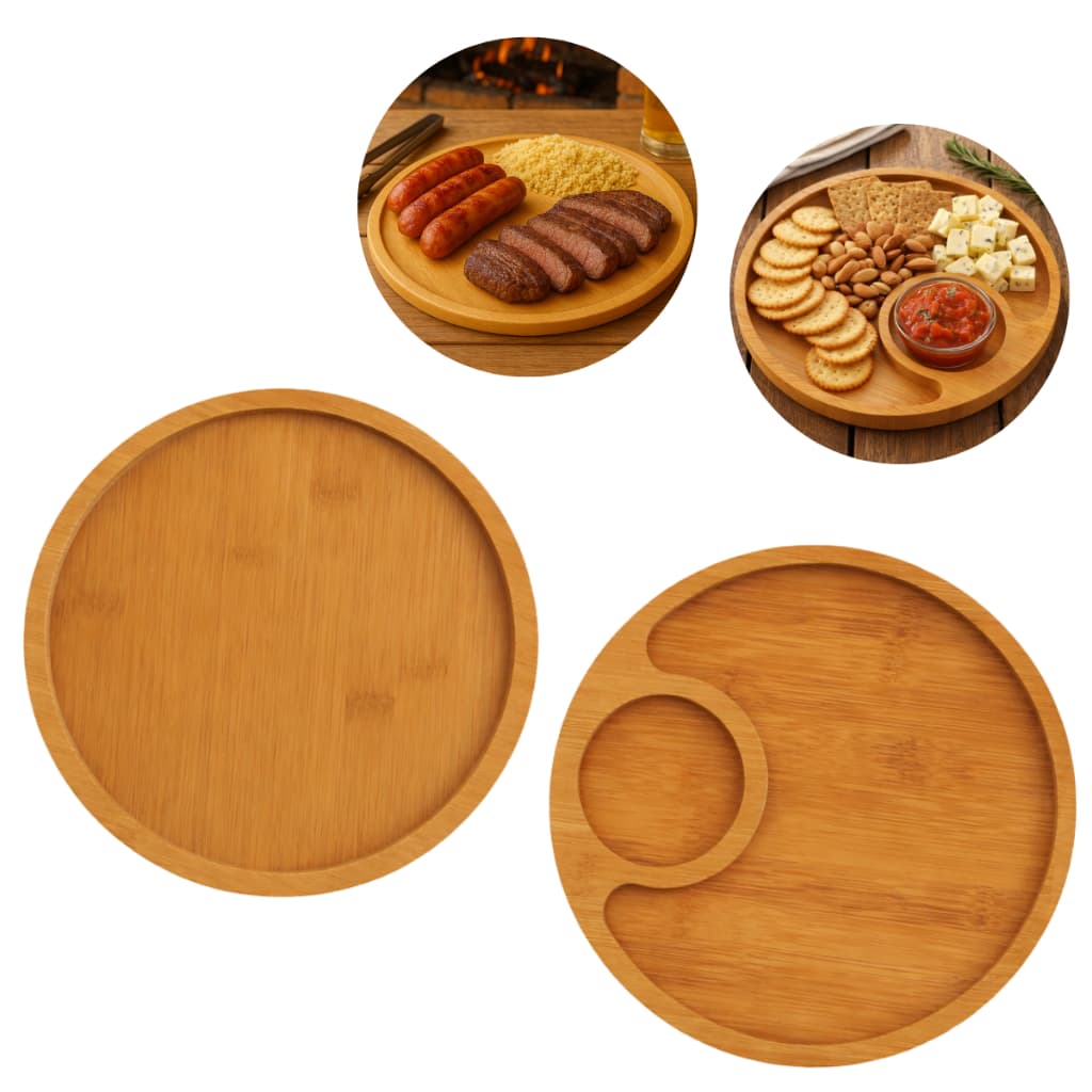 Tábua Gamela Petiscos Redonda em MDF 23 Bambu Organizador de alimentos ENVIO IMEDIATO