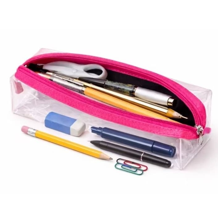 Estojo Organizador Escolar Faculdade Transparente Moderno