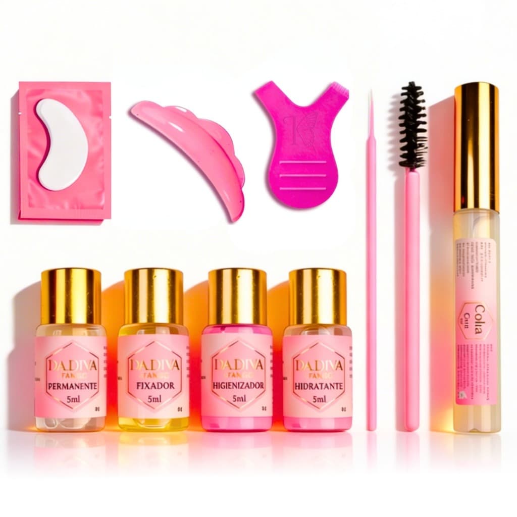 Kit Lash Lifting Da Diva Permanente de Cílios com Espátula Y e Bobs de Silicone