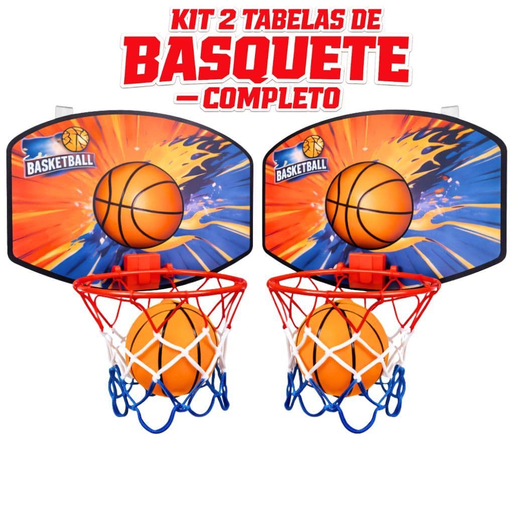 Kit Basquete Tabela Cesta Para Parede Porta Fácil De Instalar Com Bola E Rede