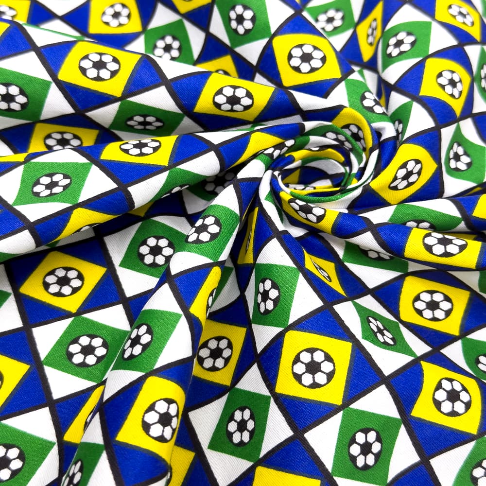 Tecido Chita Copa do Mundo 1,50m de Largura – Tecido Poliester Estampado Para Fantasia e Artesanatos