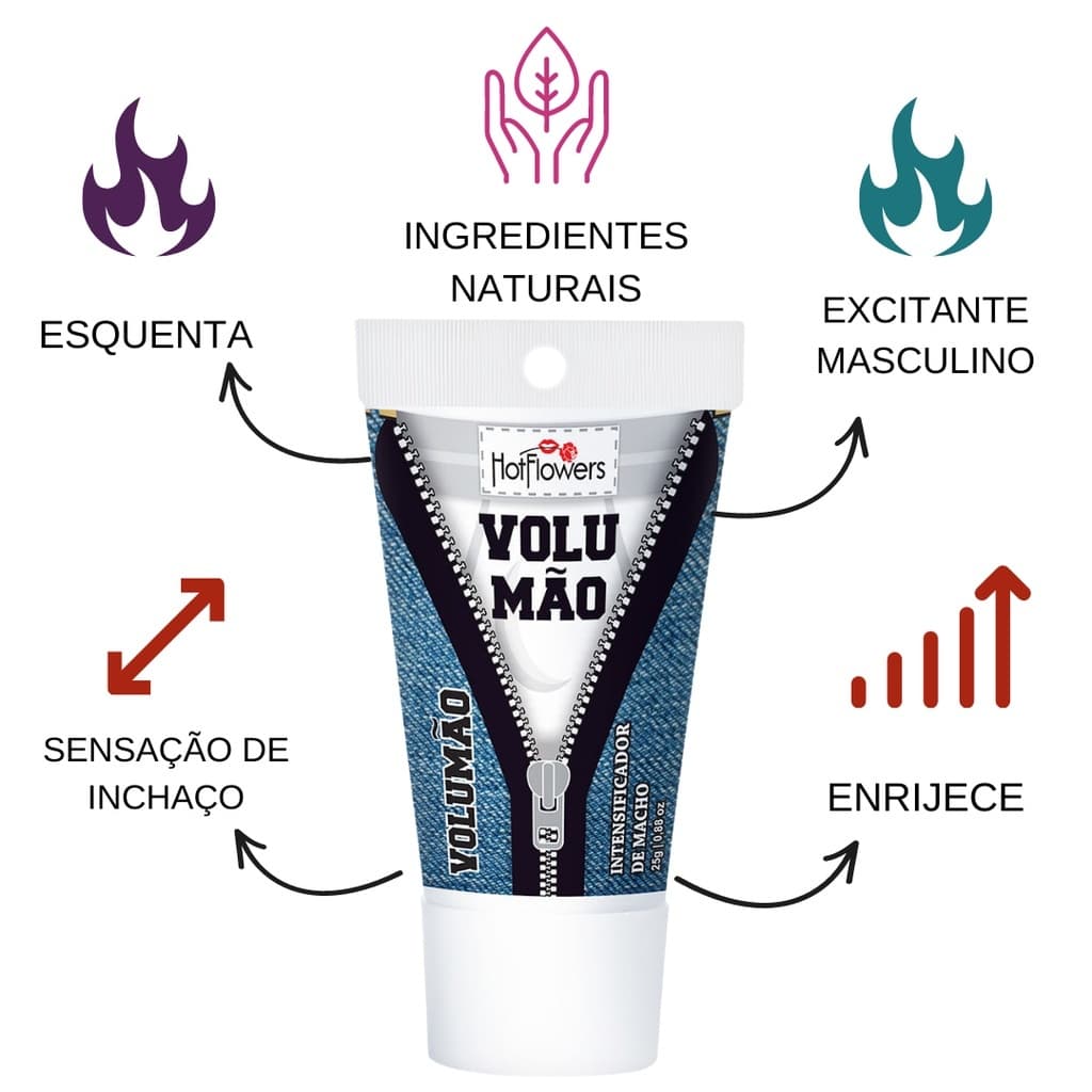 Volumão Gel Lubrificante Intimo Masculino Intensificador de Macho 25gr HotFlowers SEX SHOP