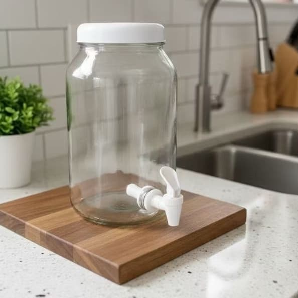 Suqueira De Vidro Capacidade De 3 Litros Tampa De Plastico - Torneira De Plastico