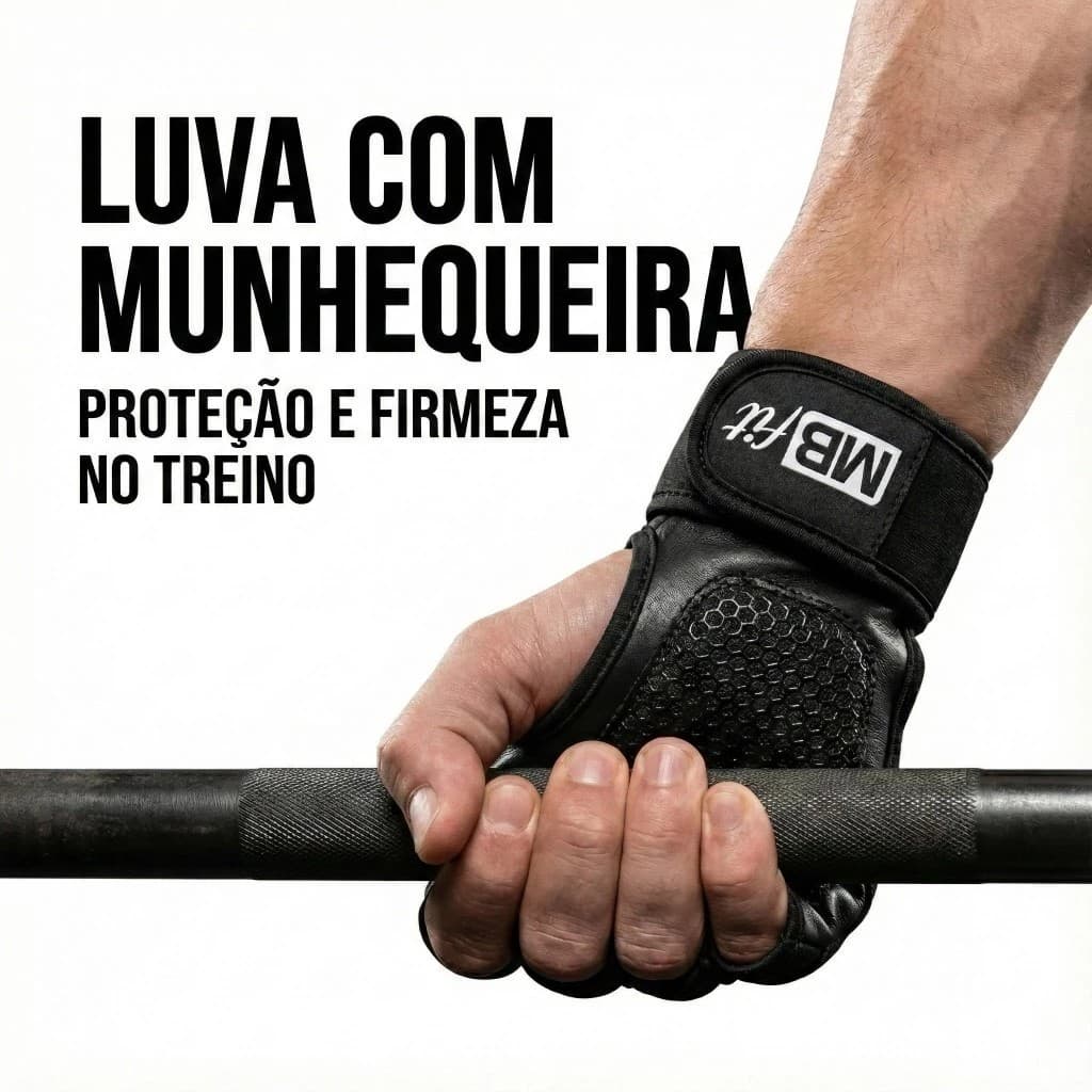 Luvas com Munhequeira Neoprene Musculação Par – Crossfit, Academia