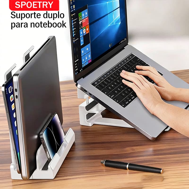 Suporte Vertical para Notebook e Tablet Compatível com MacBook iPad MacMini Organizador Portátil de Mesa