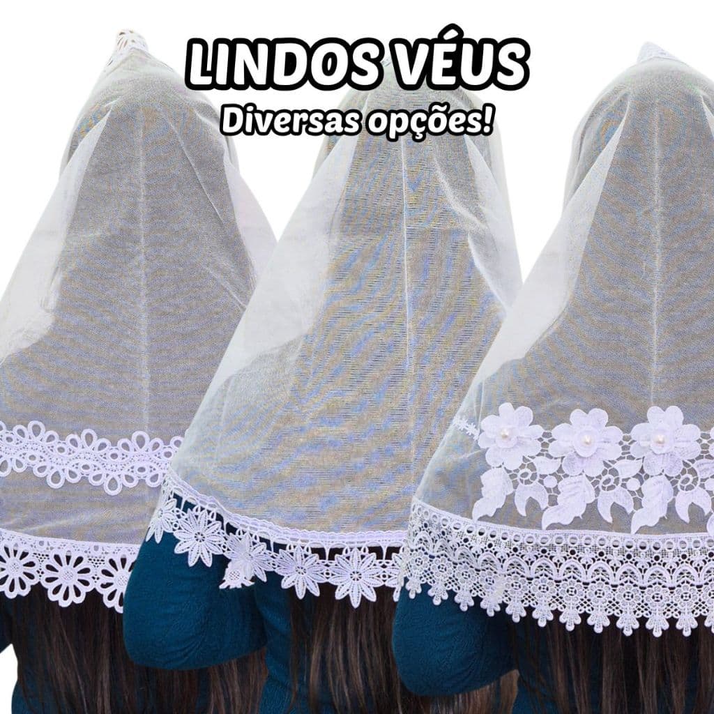 Véu CCB Congregação Cristã Renda Guipir Floral Aplique Diversos Modelos Adulto