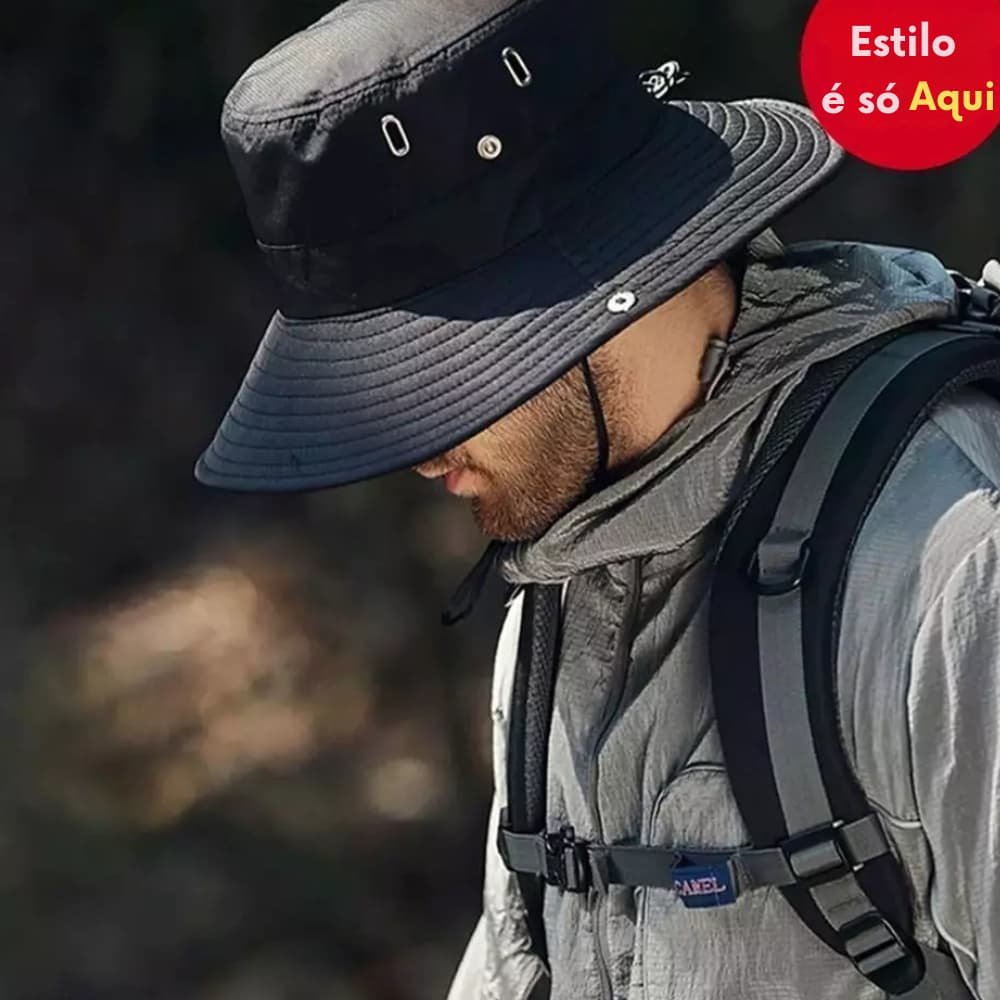 Chapéu Masculino UV Proteção Solar Verão Respirável Pescador Trilha Pesca