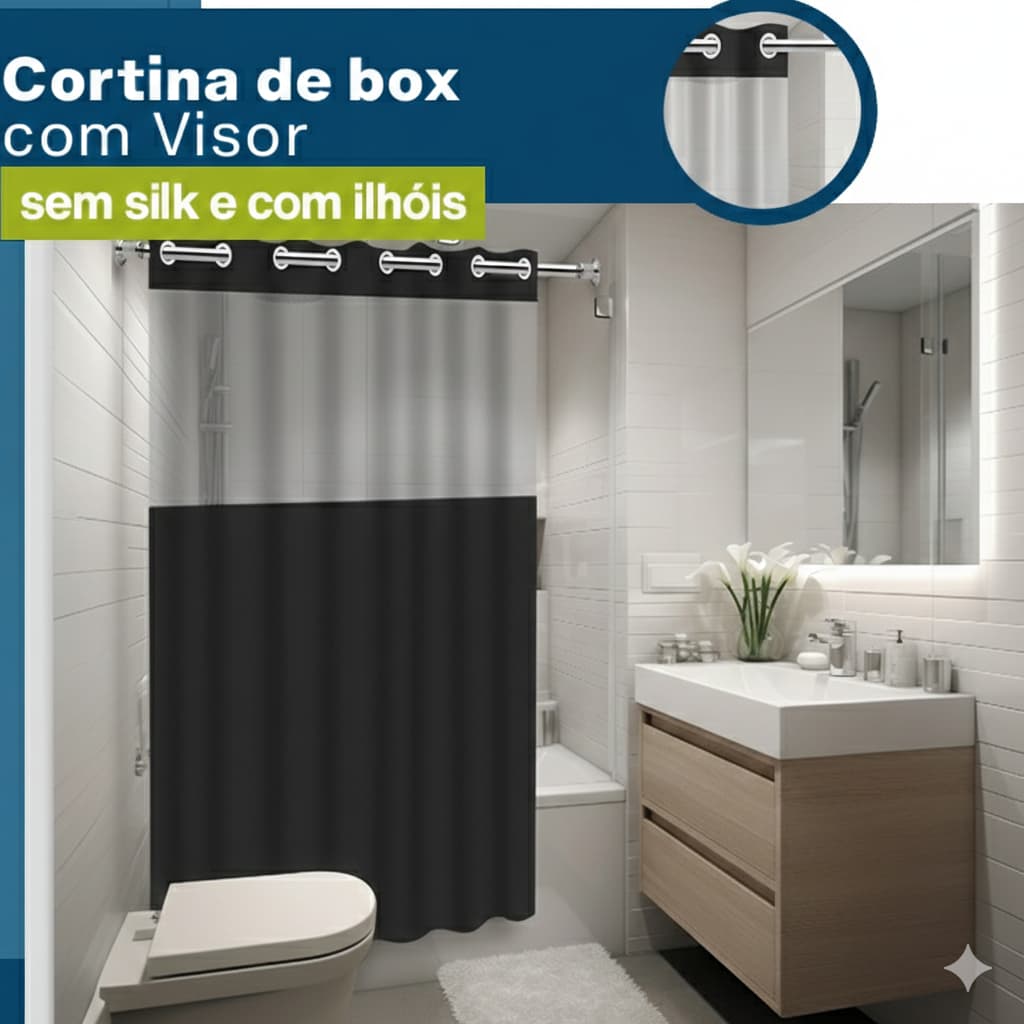 CORTINA DE BOX LUXO ANTI MOFO VARIAS CORES