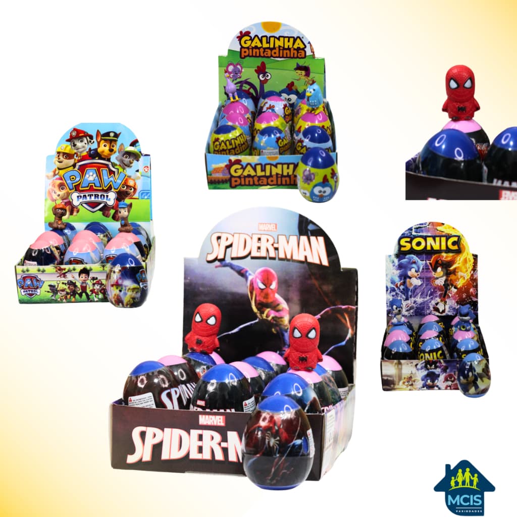 Ovos Surpresa 6 e 12 Unidades diversos brinquedos para meninas e meninos