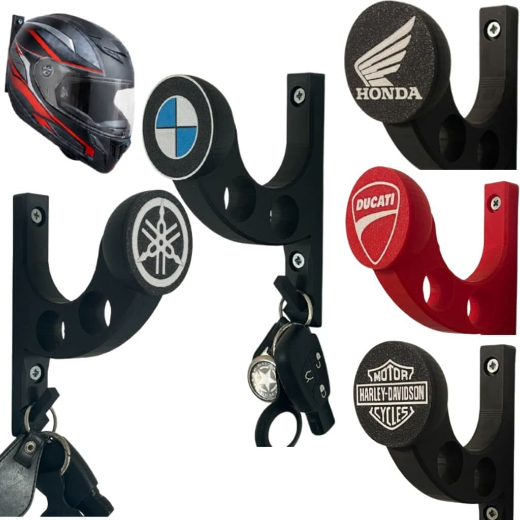 Suporte para Pendurar Capacete com Acessório porta Chave fixado na Parede com buchas e parafusos