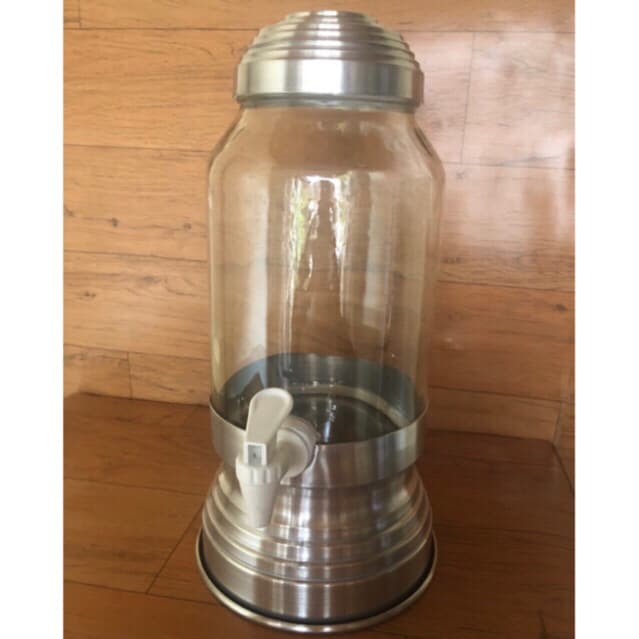 Suqueira 3 Litros de vidro com base e tampa de alumínio