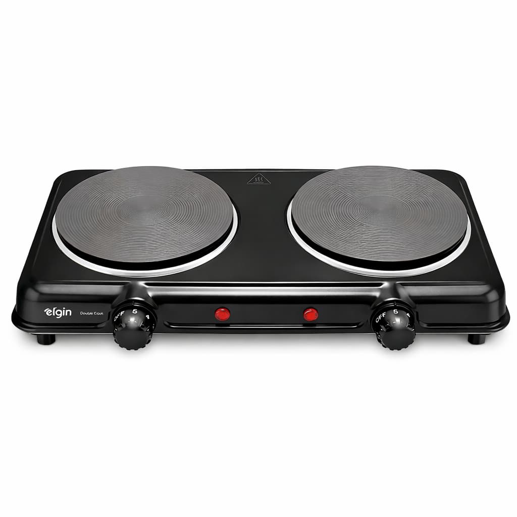 Fogão Elétrico Portátil 2 Bocas 2000W Elgin – Compacto, Potente, Aquecimento em segundos
