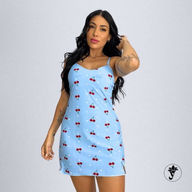 Camisola Liganete com Alça Regulável e Forro Embutido, Tecido Geladinho Confortável Dormir noite estampa sortidas