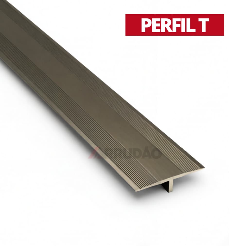 Perfil T Alumínio para Piso Laminado | Perfil de Transição Champagne Acabamento Premium 1 Metro
