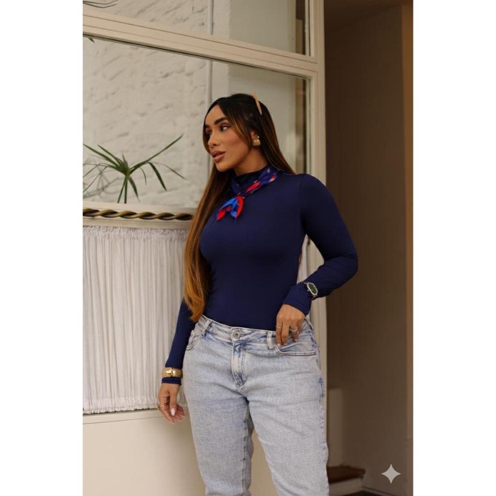 Body Feminino Suplex Manga Longa Gola Alta Cacharrel Segunda Pele Básico Estiloso Moda Gringa Tendência Outono Inverno