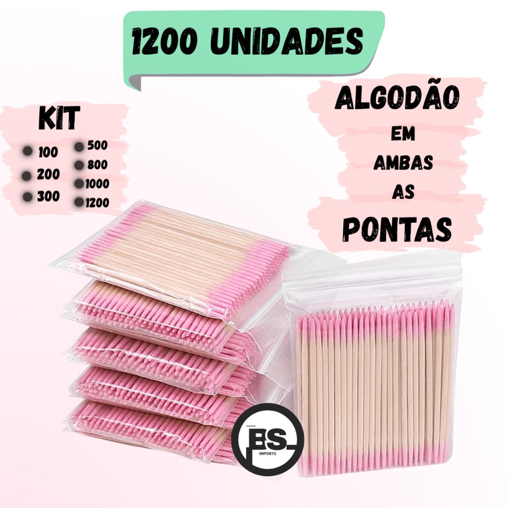 Palitos Com Algodão Alta Precisão Alinhamento Henna Limpeza Unha KIT 1200/1000/800/500/300/200/100 UN
