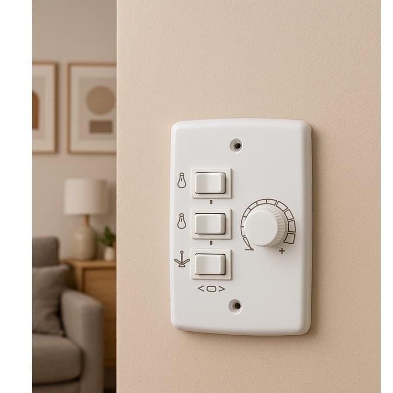 CONTROLE DE VELOCIDADE 2 LÂMPADAS PARA VENTILADORES LIGA/DESLIGA ROTATIVO