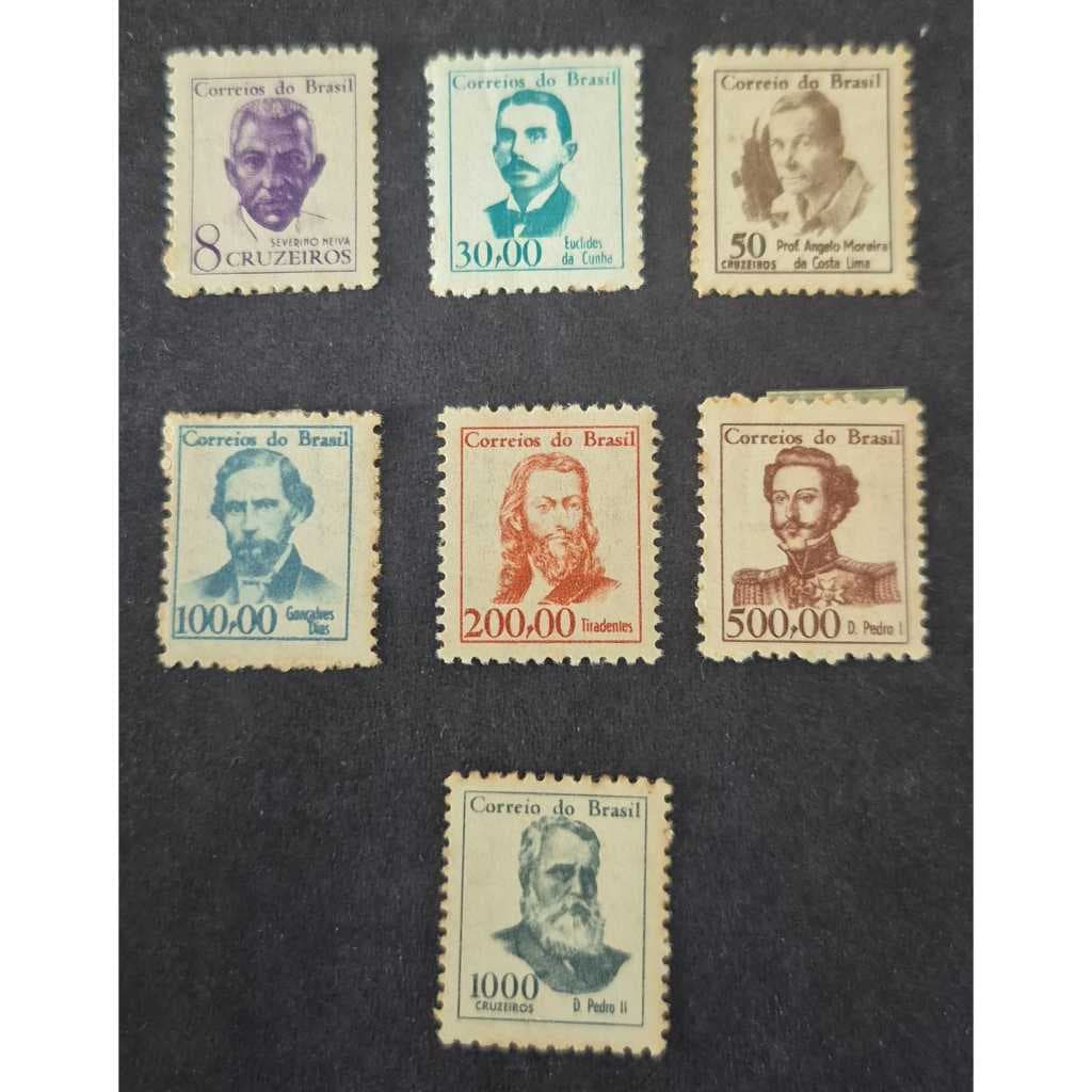 Série completa de 7 selos novos vultos célebres - rara - Correios- filatelia - Nº RHM 519/525