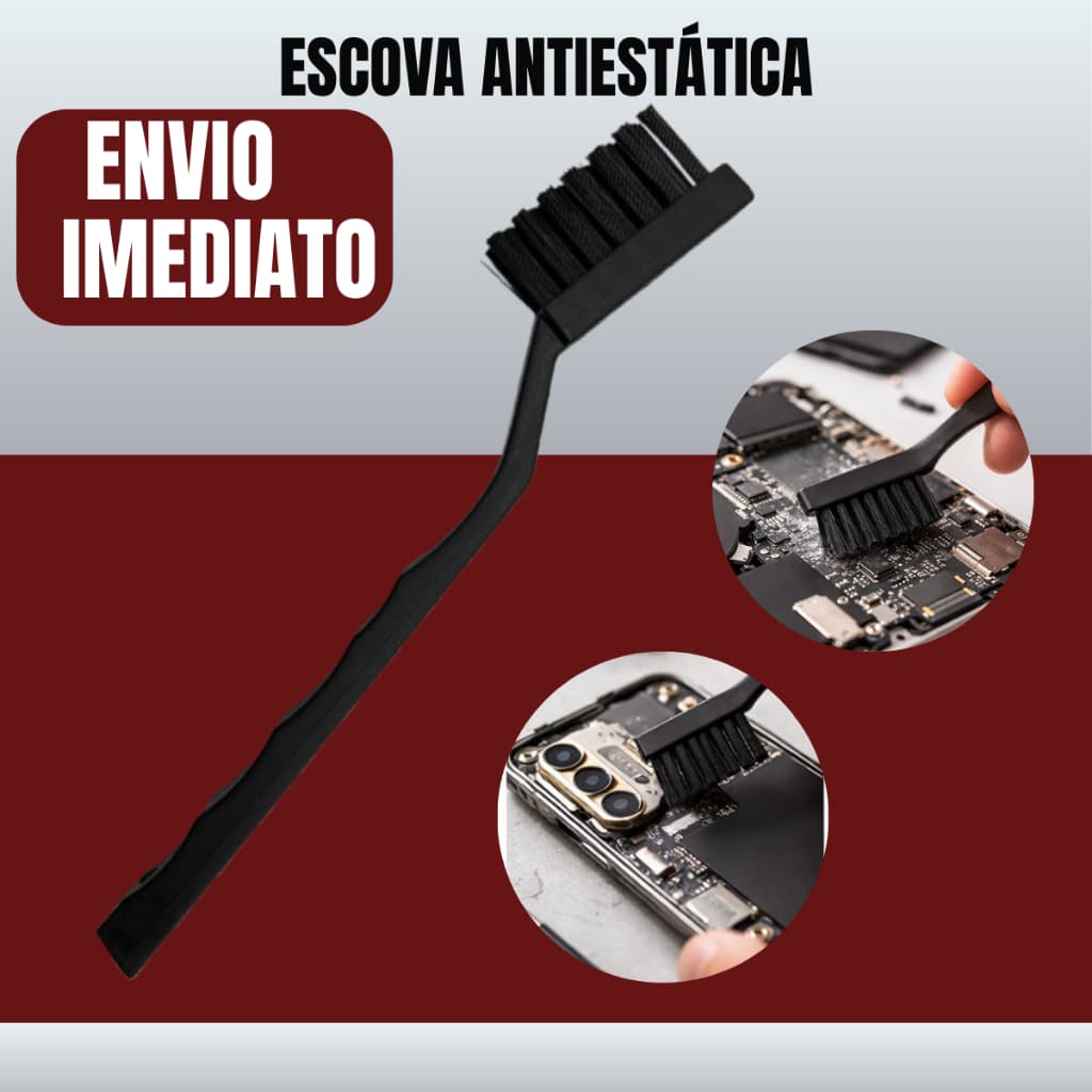 Escova Antiestática Esd para limpeza de eletrônicos