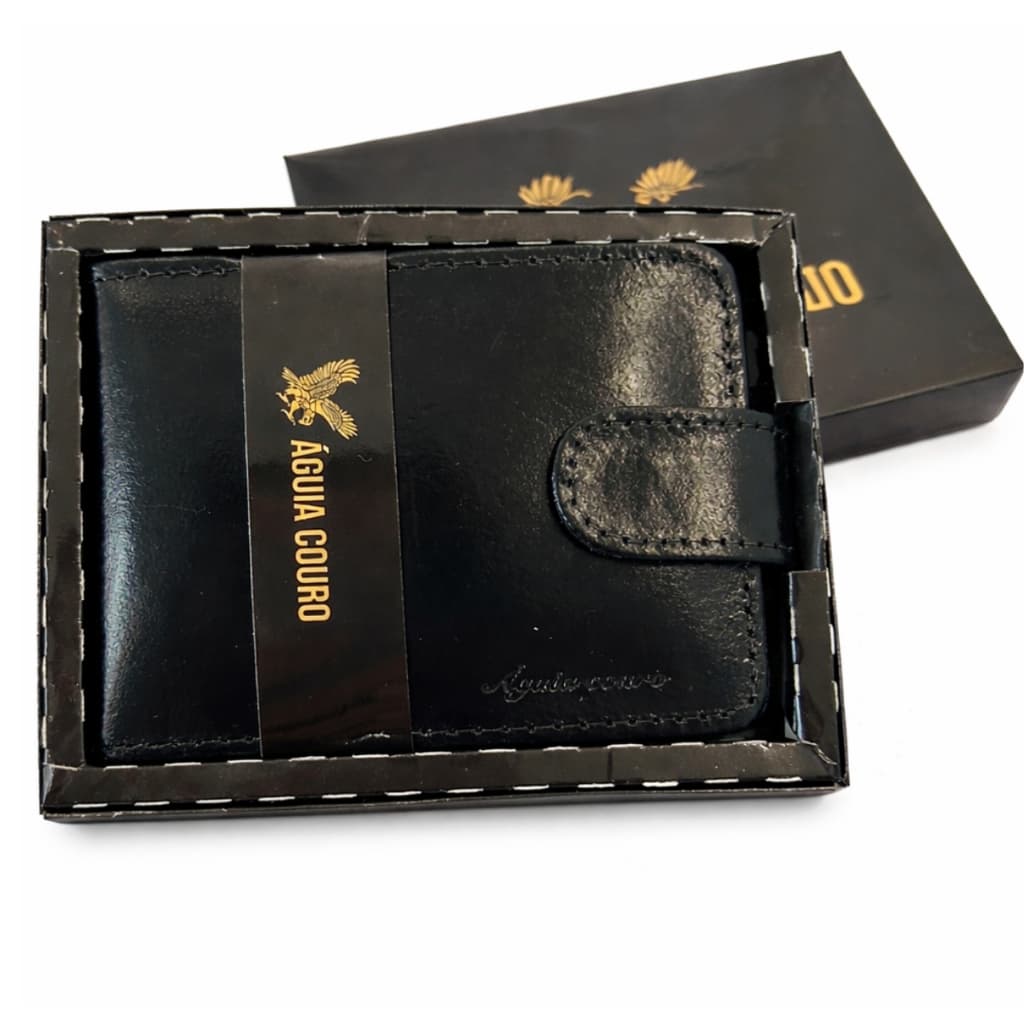 Carteira Masculina Couro 100% Legítimo Premium com Fecho Porta Cartão e Cédulas Presente Homem