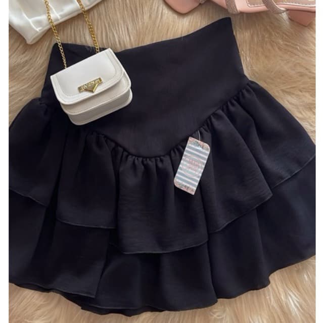 Shorts Saia Feminino Cintura Alta com Short por Baixo Tendência Blogueira Viral 2026