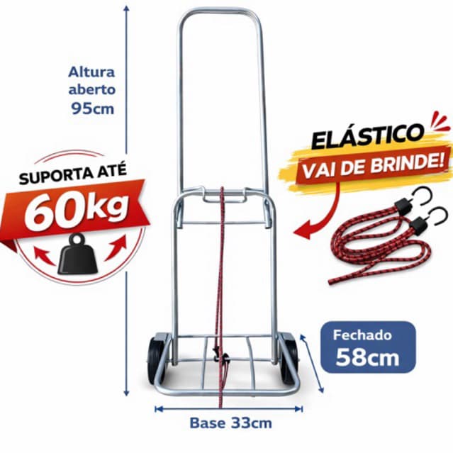 Carrinho de Carga Dobrável Portátil Multiuso Compacto Melhor Custo Benefício