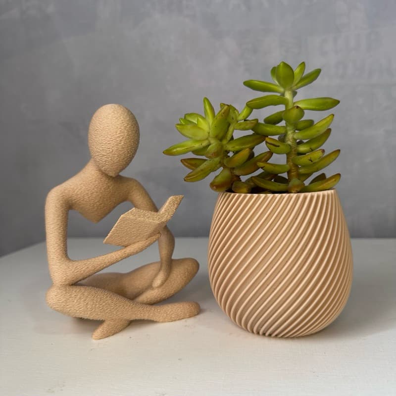 Estátua Livro + Vaso para Suculenta – Decoração Moderna 3D