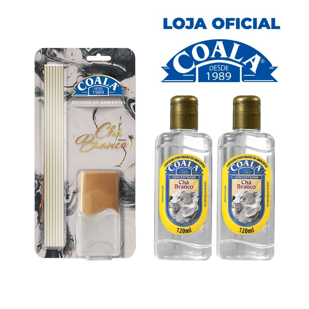 Kit Coala Chá Branco Limpador 120 ml + Difusor 100 ml