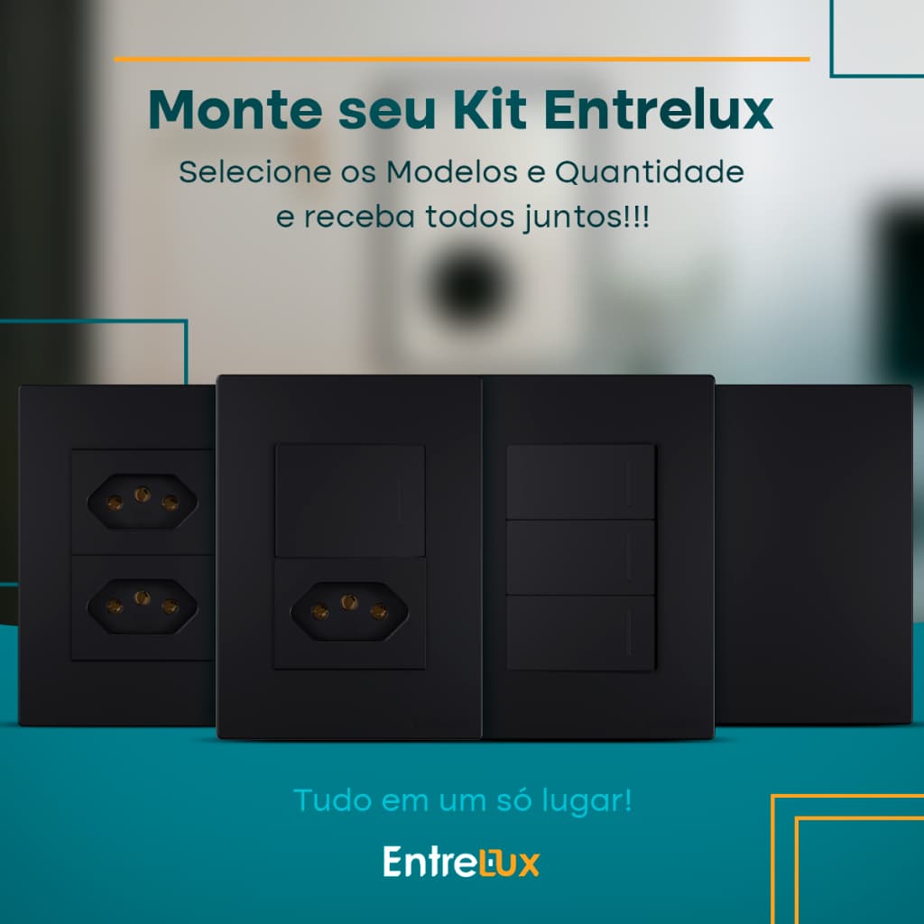 Interruptor 10A e Tomadas 10A 20A - Simples e Paralelo 4x2 Cor Preto