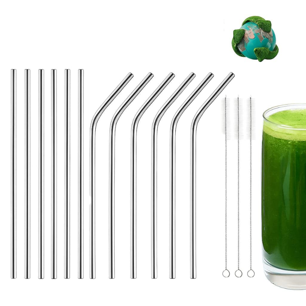 Kit Canudo Reto, Curvo e Escovinha Limpeza Inox Canudos Escovas