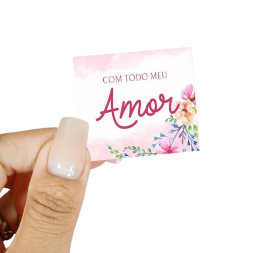 Até 200uni Mini cartão Tag para dia das Mães - Modelo Com todo Amor - Pronta Entrega
