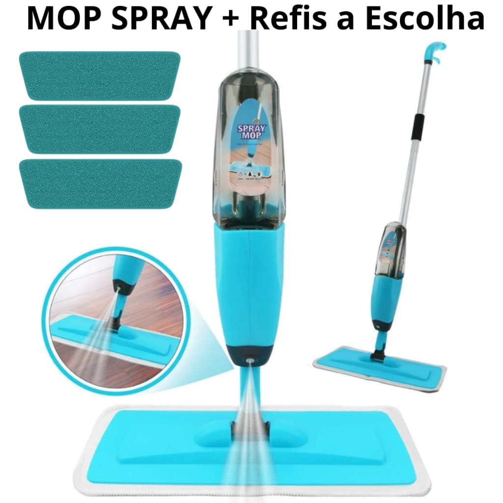 Mop Spray Rodo Magico Esfregão Com Reservatório Rodo de Limpeza Piso + Refis Microfibra a Escolha
