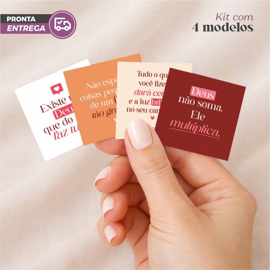 Mini Cartões com frases cristãs bíblicas para lembrancinha cliente 4x5cm