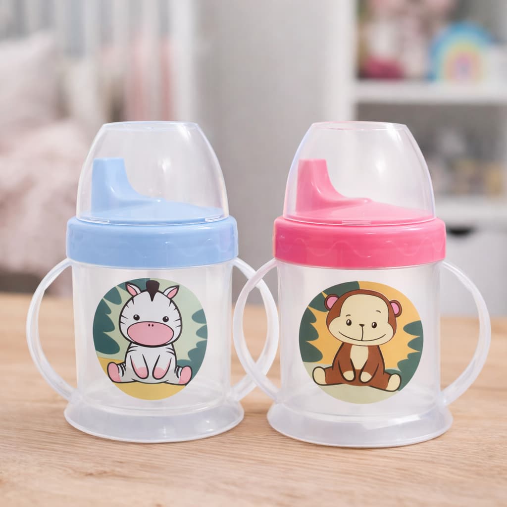 Copo de Treinamento Infantil 220ml com Alça Copo de Transição de Bico Antivazamento Livre de BPA Para Bebê