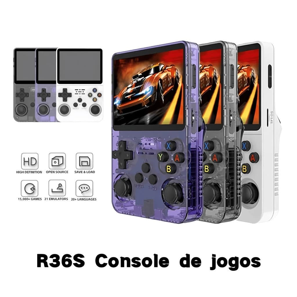 Console Portátil R36S + de 15.000 Jogos Vídeo Game 64g Linux Tela IPS 3.5 Polegadas a Pronta Entrega