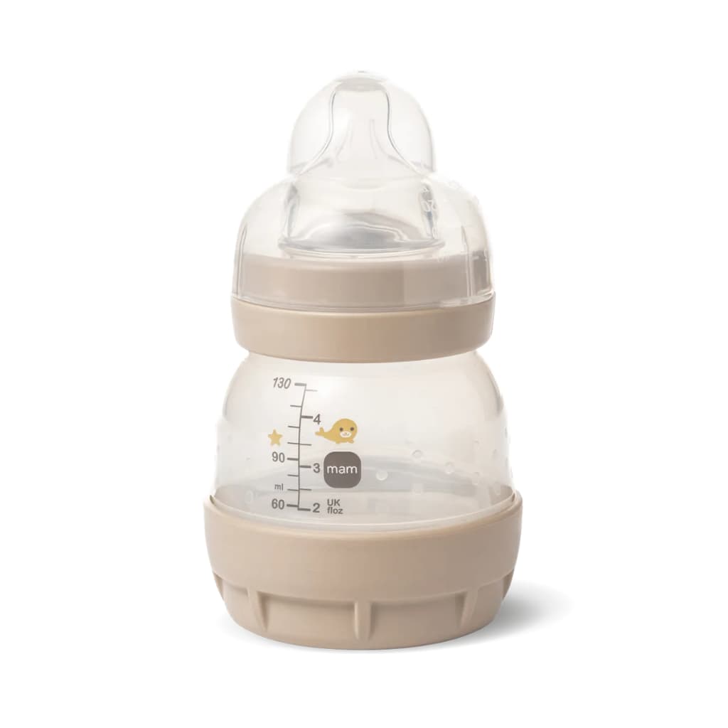 Mamadeira Mam 130ml Anticólica Easy Start Bege Neutro Bico 0 meses  Nova Coleção