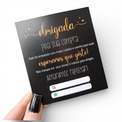 Cartão Agradecimento  ao cliente 8,8x9,8cm-25/50/100 unidades