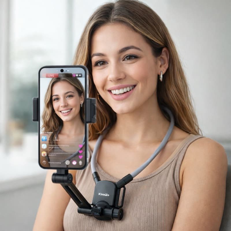 Suporte de Celular de Pescoço Gravação em 1ª Pessoa Live Blog Vários Acessórios KinGo