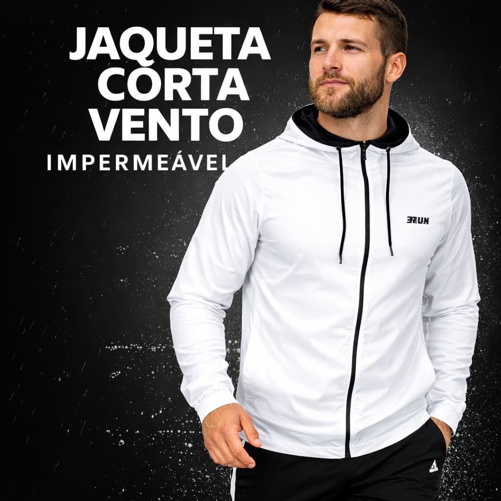 Blusa de Frio Jaqueta Corta Vento Impermeável UV+ Gola Corrida Academia Moto Bicicleta