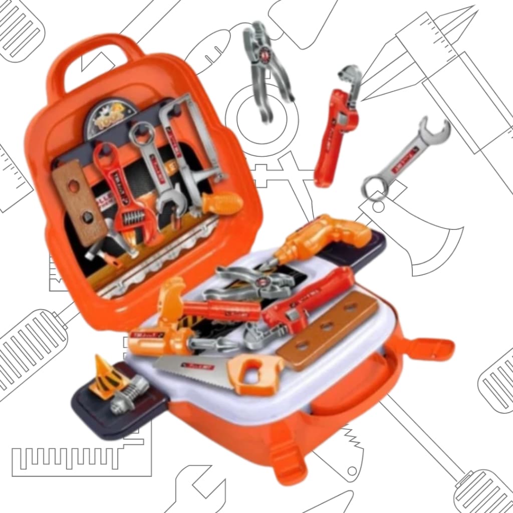 Kit Maleta de Ferramentas Infantil 22 Peças 3 em 1 Tools