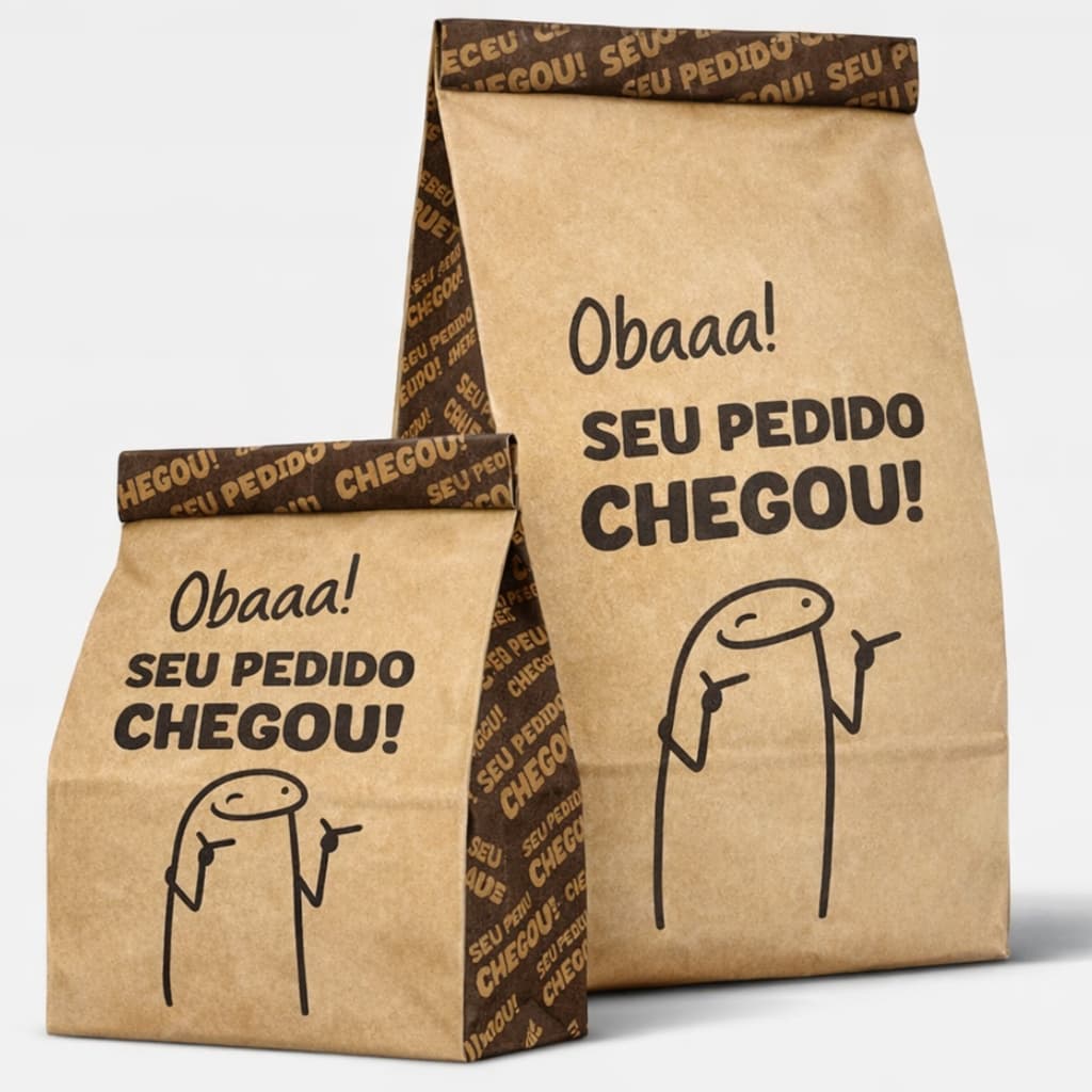 Saco Kraft Papel Delivery Entrega Oba Seu Pedido Chegou Grosso Seguro P OU G