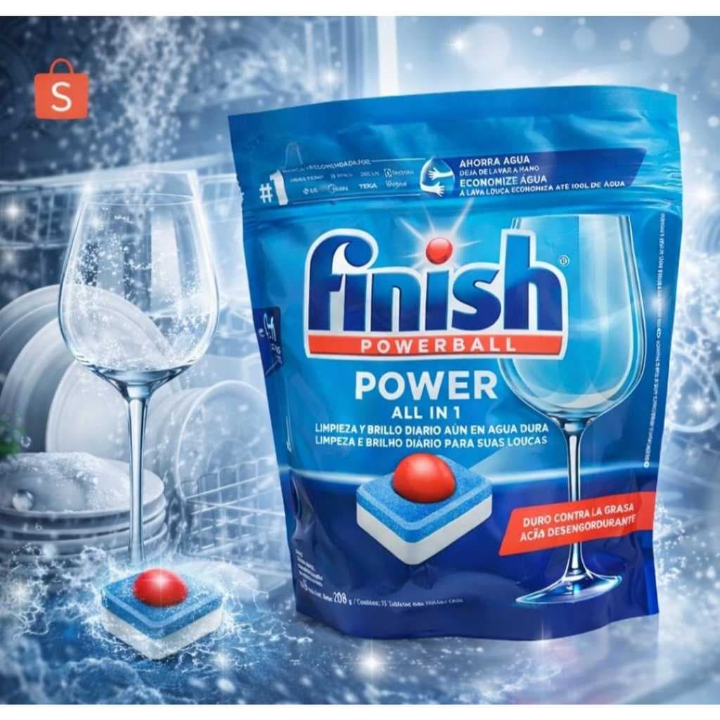 Finish Powerball Power All in 1 Limpeza e Brilho Impecável para Sua Lava Loucas