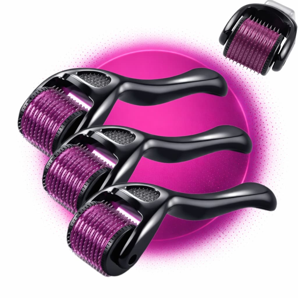 Kit 3 DermaRoller MicroAgulhamento Rolo Agulha System 540 Original Anvisa Preencher Falha Cabelo e Barba Tirar Cicatrize