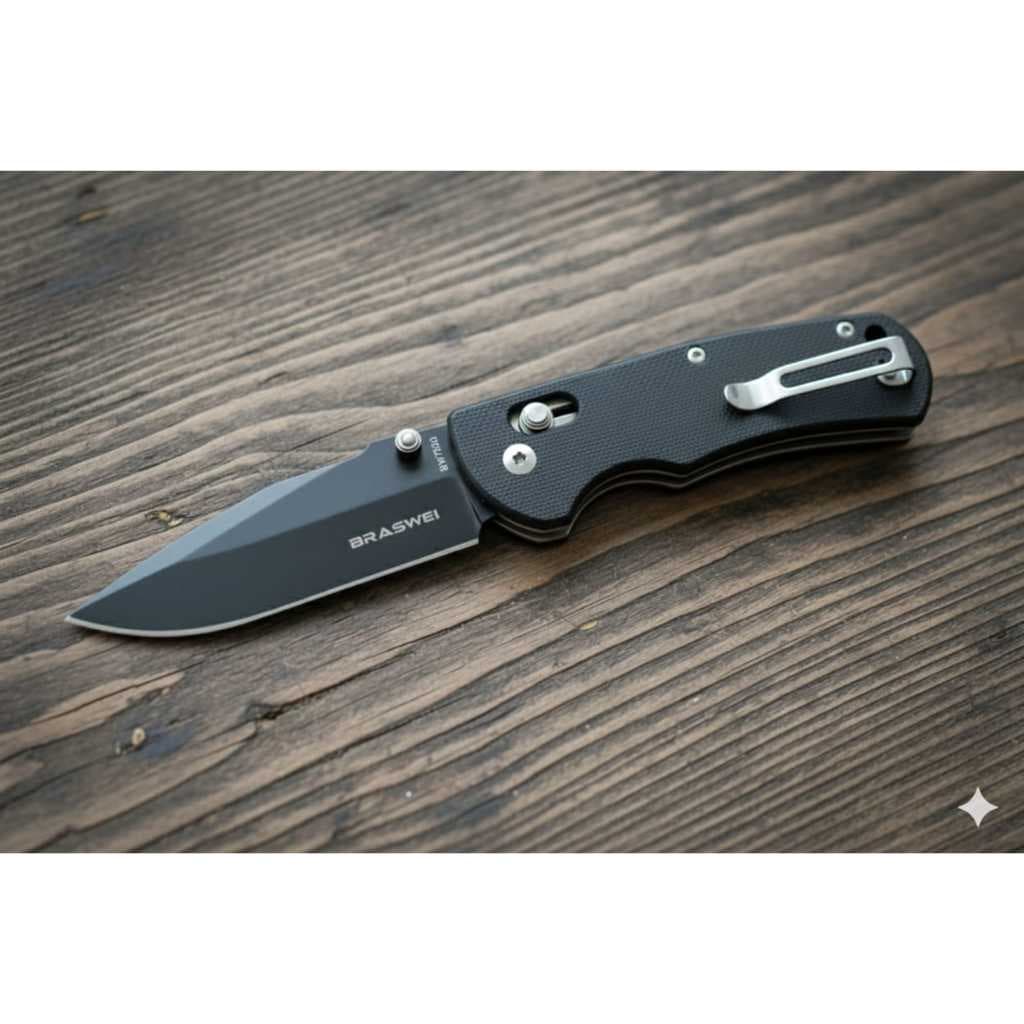 Canivete Tático Semi Automático - (Aço Inoxidável) com Clipe de Bolso e Cabo Antiderrapante