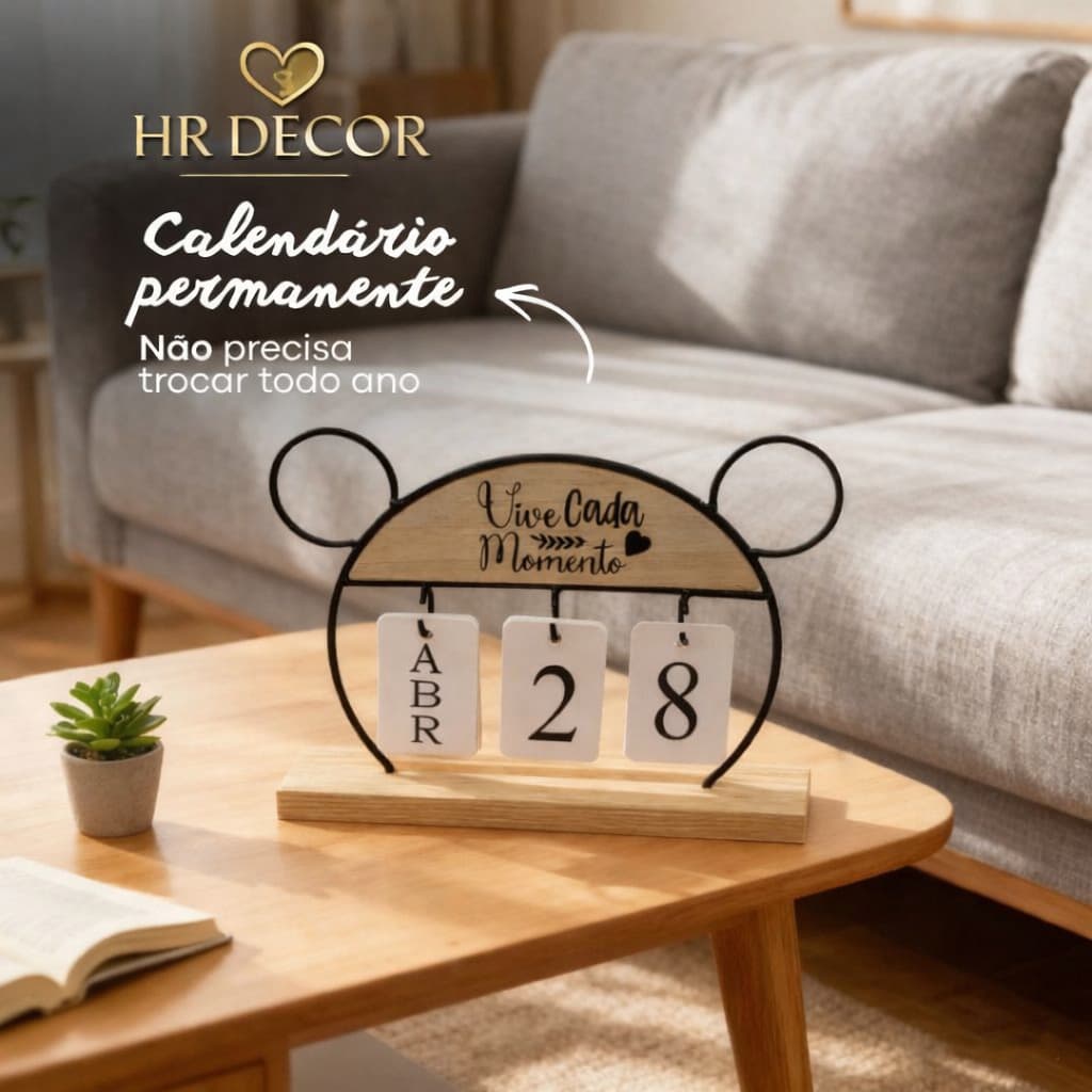 Calendário de Mesa Permanente Versátil Decorativo