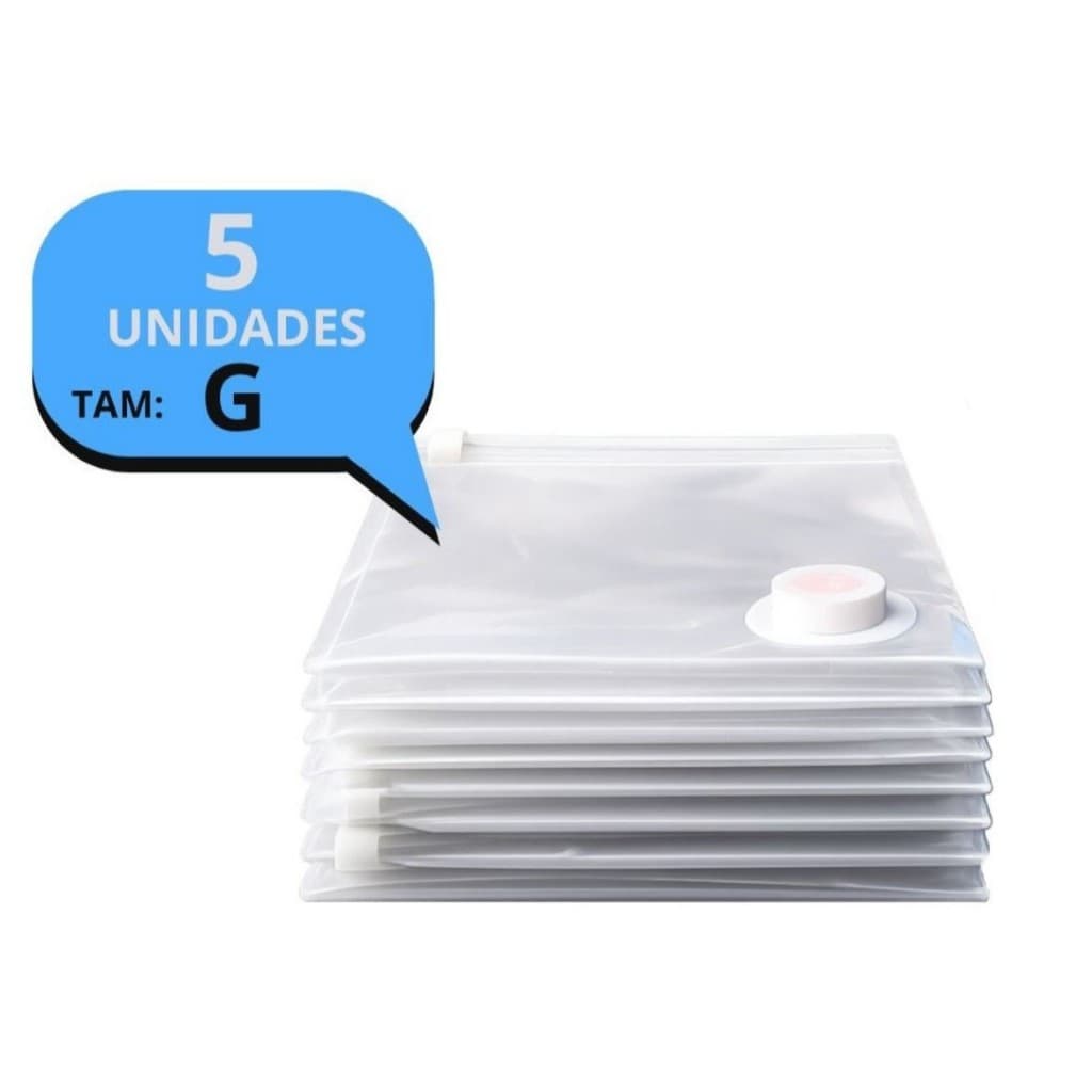Kit Saco Vácuo Organizador Grande 80x100 Edredom Manta Cobertor Guarda Roupa Viagem 5 Unidades