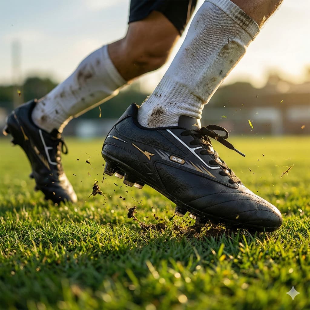 Chuteira Masculina Rayon De Campo Sola Antiderrapante Colada e Costurada Com Travas Resistentes Envio Imediato