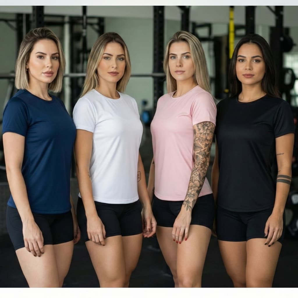 Kit 4 Camiseta Feminina Dry Fit Academia Treino Corrida Esportes Proteção UV